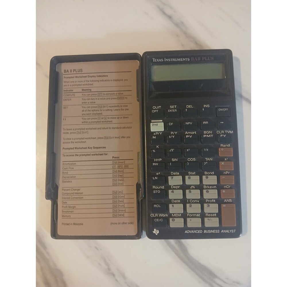 Texas Instruments BAII Plus Advanced Business Analyst Calculator & Cover
